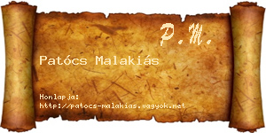 Patócs Malakiás névjegykártya